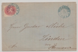 Preußen, ca. nach 1866, Mi.- Nr.: 16 als EF auf Fernbrief, von Nienburg nach Linden (mit nachverwendeten Hannover Stempeln!)