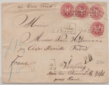 Preußen, 1867, 1 Sgr.- GS- Umschlag (groß) + 3x Mi.- Nr.: 16 als Zusatzfr. als Auslandsbrief von Löbnitz nach Venedig (I)