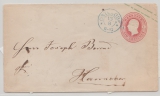 Hannover, 1863, 1 Gr.- GS- Umschlag (Mi.- Nr.: U11) gebraucht als Fernbrief von Osterode nach Hannover