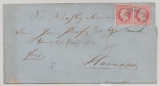 Hannover, ca. 1860, Mi.- Nr.: 14 (2x) als MeF auf Fernbrief von Horneburg (netter vorphila-Stempel!) nach Hannover