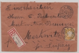 Bayern, 1911, 40 Pfg. als EF (Mi.- Nr.: 67 ?) auf R.- Fernbrief von Bamberg nach Meshwitz (?)