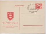 Danzig, 1937, 10 Pfg.- Luftpost- Privat- GS (PP3), abgestempelt mit Daposta- Sonderstempel, ungelaufen
