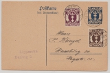 Danzig, 1922, 40 Pfg.- Antwort- GS (Mi.- Nr.: P18) + Zusatzfrankatur, gelaufen von Danzig nach Hamburg, rs. ohne Text