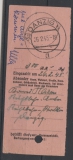 Danzig, 1945, Einzahlungsabschnitt einer Zahlkarte vom 26.2.1945, mit Vermerk nicht ausgezahlt