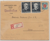 Danzig, 1939, Mi.- Nr.: 296 + 307 (2x) als MiF auf Einschreiben- Fernbrief von Danzig nach Lübeck
