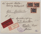 Danzig, 1920, Mi.- Nr:: 19 (2x) + 20 als MiF auf Express- Einschreiben- Fernbrief von Danzig nach Treptow, mit Zensur!!