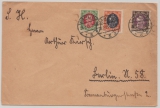 Danzig, 1921, Mi.- Nr.: 53, 54 + 55 als MiF auf Fernbrief von Danzig nach Berlin