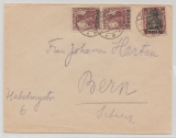 Danzig, 1920, Mi.- Nr.: 3 (2x) + 7 als MiF auf Auslandsbrief von Zoppot nach Bern