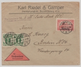 Danzig, 1921, Mi.- Nr.: 8 + 75 (2x) als MiF auf Nachnahme- Fernbrief von Danzig nach Berlin