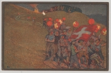Schweiz, 10 Rp. (mit Dt. Inschrift) EF auf Bundesfeier- Postkarte von Zürich nach Caux (Fr.)