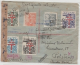 Spanien, 1942, interessante MiF auf Auslands- Einschreiben von Valencia nach Potsdam, mit div. Zensurvermerken!