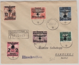 GG, 1940, Mi.- Nr.: 28 u.a., als MiF auf Einschreiben- Fernbrief von Warschau nach Hamburg