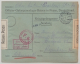 DR, 1917, Kriegsgefangenenpost aus dem Offizierlager Reisen in Posen, nach Dänemark, mit Zensuren