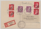 Meißen, Mi.- Nr.: 32- 34 (je 2x), als MiF auf Eingeschriebener Fernpostkarte von Meißen nach Dresden, mit Ankunftsstempel