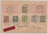 Strausberg, Mi.- Nrn.: 34- 37A u.a., als MiF auf Express- Einschreiben- Satzbrief von Strausberg nach Hamburg