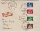 DR, 1936, Mi.- Nr.: 617- 620 (je vom SR) kpl. SAtz auf Einschreiben von Berlin nach Leipzig, mit passendem Sonderstempel