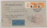 DR, 1936, Mi.- Nr.: 536 (2x, 1x vom OR), als MeF auf Luftpost- Auslandsbrief von Berlin nach Rio de Janeiro, Brasilien