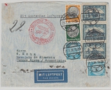 DR, 1936, Mi.- Nr.: 440 (3x), u.a., als 7,90 RM- MiF auf Luftpostbrief- Vorderseite von Hamburg nach Argentinien