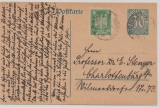 DR, 1924, Innendienst- GS, Mi.- Nr.: DP I + 5 Pfg. Zusatzfrankatur, gelaufen von Borna nach Berlin- Charlottenburg