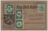 DR, 1912, Flugpostkarte mit Mi.- Nr.: 85I + III (3x) von Darmstadt nach Darmstadt