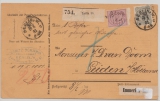DR, 1881, Mi.- Nr.: 37 + 44 in MiF auf Auslandspaketkarte, für ein Paket von Berlin nach Leiden (NL)