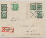 Weimar, 1931, Mi.- Nr.: S92 oder W39 u.a.  in MiF auf Eingeschriebenem Ortsbrief innerhalb von Berlin