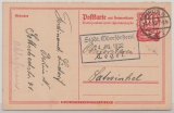 Infla, 1922, 80 Pfg. - Auslands- Antwort- GS (Mi.- Nr.: P 145 F), Frageteil im Inland gelaufen von Tegel nach Satwinkel (Berlin)