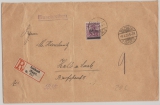 Saargebiet, 1920, Mi.- Nr.: 14 als EF auf Einschreiben- Fernbrief von Sulzbach nach Halle