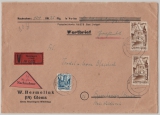 FRZ / Württemberg, 1948, Mi.- Nr.: 3 + 13 (2x), als MiF auf Nachnahme- Fern- Wertbrief von Metzingen nach Eppershausen
