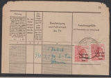 SBZ, Allgem Ausg., Mi.- Nr.: 192 (2x) als reine MeF auf Teil einer Einlieferungsbuchseite aus Greifenberg