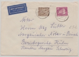 Berlin, 1956, Mi.- Nr.: 48 + 122, in MiF auf Auslands- Luftpostbrief von Berlin nach Aargau (CH)