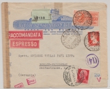 Italien, 1944, 5 Lire als MiF auf Auslands- Expres- Einschreiben von San Dalmazzo nach Berlin, rs. + vs. div. It. + Dt. Zensur