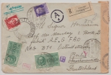 Italien, 1942, 5 Lire in MiF auf Auslands- Express- Einschreiben von Teramo nach Berlin, rs. + vs. div. It. + Dt. Zensur