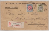 Niederlande, 1921, 35 Ct. MiF auf Auslands- Einschreiben, von Amsterdam nach Berlin, rs. mit Devisenkontrollzetteln des Dt. Reiches
