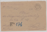 Österreich, 1916, unfrankiertes Feldpost- Einschreiben per Feldpost nach Wien