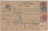Krone + Adler, Mi.- Nr.: 47, 48 + 50 als MiF, auf Auslands- Paketkarte für ein Paket von Leipzig nach Genf (CH)