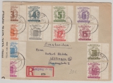 SBZ, West- Sachsen, 1946, Mi.- Nrn.: 138- 49 (je vom SR!), Einschreiben- Satzbrief von Leipzig nach Göttingen, mit Zensur