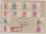 SBZ, West- Sachsen, 1946, Mi.- Nrn.: 138- 49 (je vom SR!), Einschreiben- Satzbrief von Leipzig nach Göttingen, mit Zensur