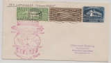 USA, 1936, 40 Ct. als MiF auf Zeppelin- GS- Umschlag von New York nach Friedrichshafen, mit Bestätigungsstempel