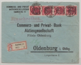 DR, Infla, 1923, Mi.- Nr.: 295 (16 x) vs. + rs. auf Einschreiben- Fernbrief von Hamburg nach Oldenburg