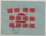 DR, Infla, 1923, Mi.- Nr.: 295 (16 x) vs. + rs. auf Einschreiben- Fernbrief von Hamburg nach Oldenburg