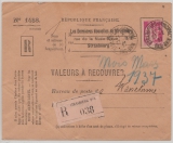 Frankreich, 1937, 1,75 Fr. EF auf Wertbrief von Straßburg nach Wasselonne