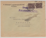 DR, Infla, 1923, Mi.- Nr.: 231 (2x) als MeF auf Drucksachen- Fernbrief von Konstanz nach Buchheim