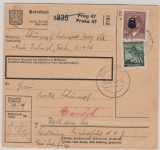 B + M, 1942, Mi.- Nr.: 105 u.a. als MiF auf Paketkartenstammteil, für ein Paket von Prag nach Zell am See