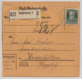 Bayern, ca. 1918, Mi.- Nr.: 102 IIA als EF auf Paketkartenstammteil für ein Paket von Regensburg nach Kauserslautern