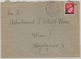 Österreich, 1945, 12 (AH) Pfg.- Überdruck- Wert, gelaufen auf Ortsbrief innerhalb von Wien