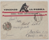 Italien, 1924, 1 Lire EF auf Auslandsbrief von Palermo nach Berlin