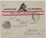 Italien, 1924, 1 Lire EF auf Auslandsbrief von Palermo nach Berlin