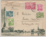 Lettland, 1939, 57 Santimu MiF auf Hochdekorativem Auslandsbrief von Riga nach Halle