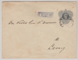 Niederländisch Indien, 1909 (?), 10 Cent- GS- Umschlag, gelaufen von Probol... (?) nach Larrang / Lanang